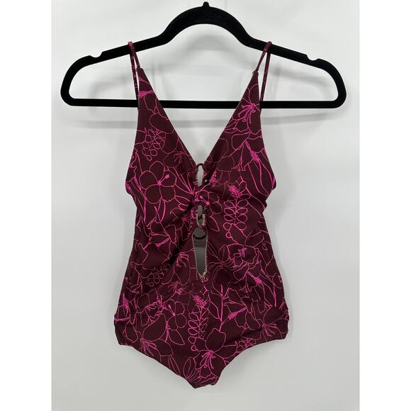 Acacia Kokomo One Piece Swimsuit in Neon Paradise Size P XS Pink Floral - Picture 1 of 8